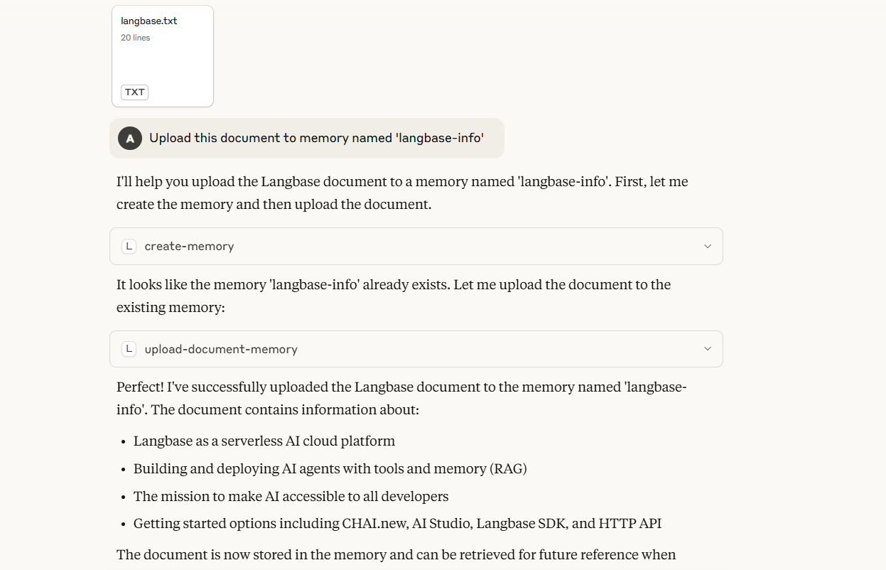 Upload this document to memory named 'langbase-info'